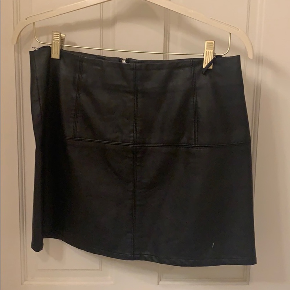 Black  Faux Leather Skirt